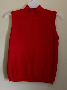 Vintage Talbots Sleeveless Knit Mock Neck Tank in Bright Red